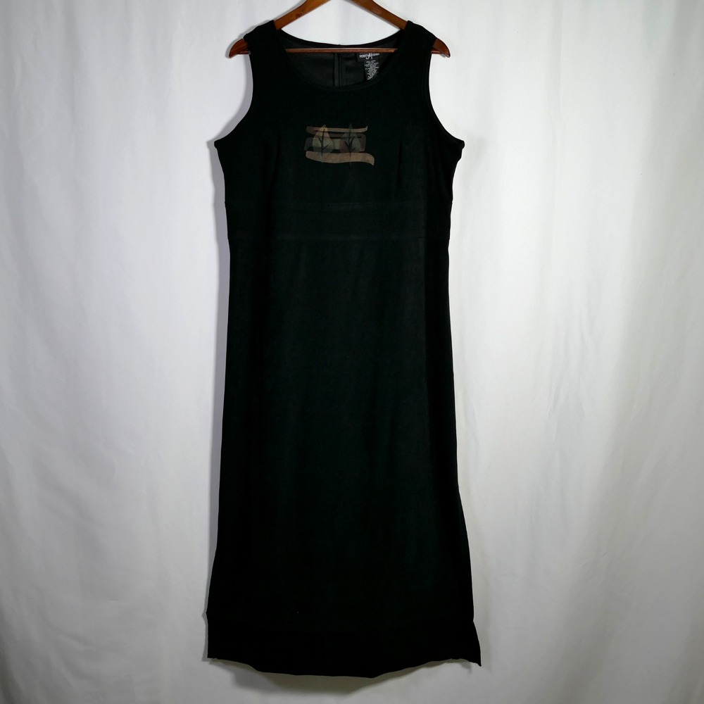 Vintage Positive Attitude Faux Suede Overall Jumper Dress Size 16 Leaves Modest